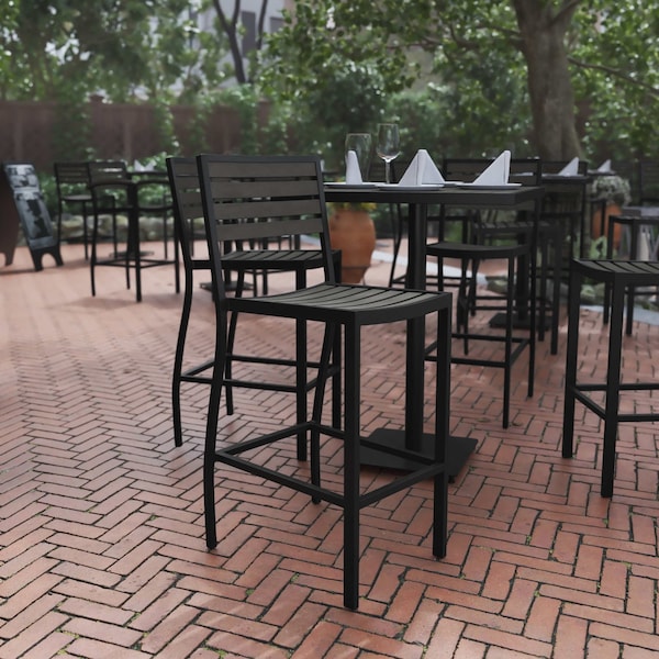 Flash Furniture All-Weather Patio Bar Stool with Gray Wash Slats XU-DG-HW6036B-GY-GG - main